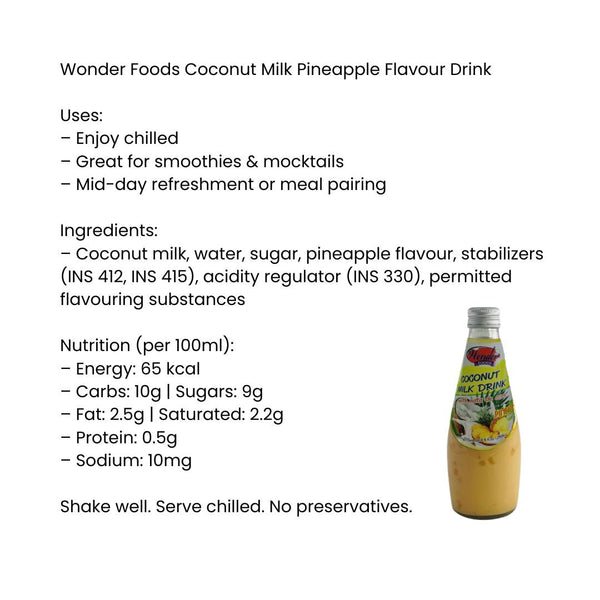 Wonder Foods Coconut Milk Pineapple Flavour Drink |BB: