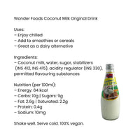 Wonder Foods Coconut Milk Original Drink | 300ml - Smooth Dairy-Free Plain Coconut Milk Liquid Refreshment, Tropical Thirst Quencher | South Africa | India Bazaar