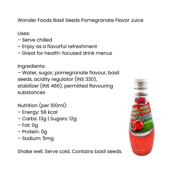 Wonder Foods Basil Seeds Pomegranate Flavor Juice
