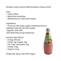 Wonder Foods Coconut Milk Strawberry Flavour Drink | 300ml - Creamy Plant-Based Pink Berry Fruit Hydration Beverage, Rich Sweet Refreshment | South Africa | India Bazaar