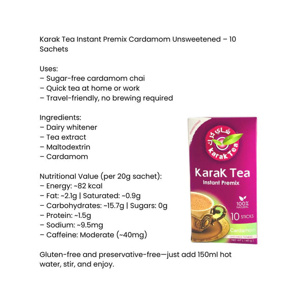 Karak Tea Instant Premix Cardamom Unsweetened |BB:20.MAY.2026