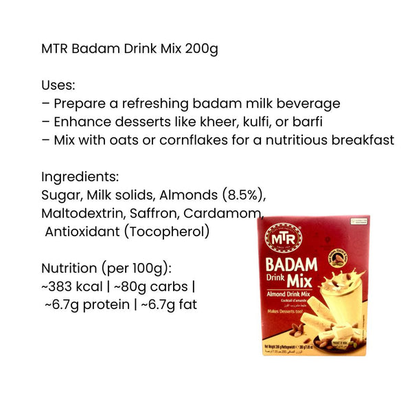 MTR Badam Drink Mix 200g |BB:15.OCT.2025