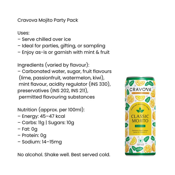 Cravova Mojito Party Pack (1 Classic + 1 Passion + 1 Watermelon + 1 Kiwi)