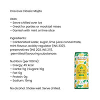 Cravova Classic Mojito Drink Mix | 300ml - Ready-to-Pour Lime & Mint Flavour for Refreshing Mocktails, Summer Drinks & Sparkling Party Mixers | South Africa | India Bazaar