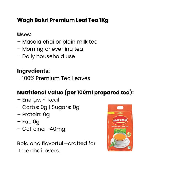 Wagh Bakri Premium Leaf Tea 1kg|BB:NOV.2025