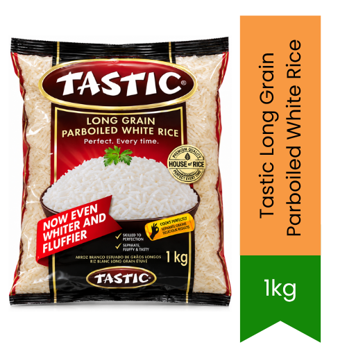 Tastic Long Grain Parboiled White Rice | 1kg - Perfect Uncooked Grain Rice | Cooks Separate & Fluffy Every Time for Family Meals | South Africa | India Bazaar
