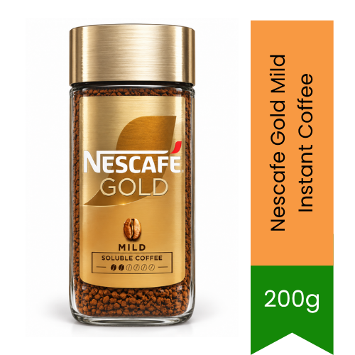Nescafe Gold Mild Instant Coffee | 200g - Lightly Roasted Smooth Coffee | Gentle Balanced Flavor & Delicate Fragrant Aroma | South Africa | India Bazaar