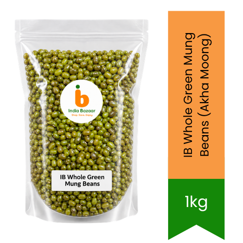 IB Whole Green Mung Beans (Akha Moong) - Unpolished High-Protein Dry Legumes, Perfect for Healthy Sprouts, Vegan Salads & Comfort Curries | South Africa | India Bazaar