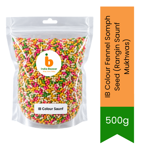 IB Colour Fennel Somph Seed (Rangin Saunf Mukhwas) | 500g - Candy-Coated Sweet Fennel Seeds for Kids Birthday Parties & Altar Reception Trays | South Africa | India Bazaar