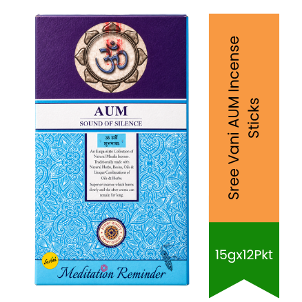 Sree Vani AUM Incense Sticks | 15gx12Pkt - Perfect for Daily Prayer, Meditation & Home Fragrance, Value Pack with Long-Lasting Aroma | South Africa | India Bazaar