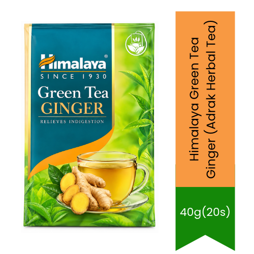 Himalaya Green Tea Ginger (Adrak Herbal Tea) | 40g(20s)- Warming Tea Bags for Metabolism Boost & Digestion Relief, Soothing Spiced Antioxidant Drink | South Africa | India Bazaar