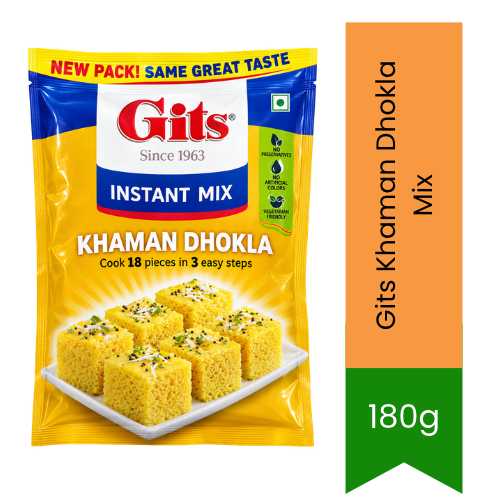Gits Khaman Dhokla Mix | 180g - Instant Snack Mix | Authentic Gujarati Taste, Soft & Fluffy Steamed Snack | South Africa | India Bazaar