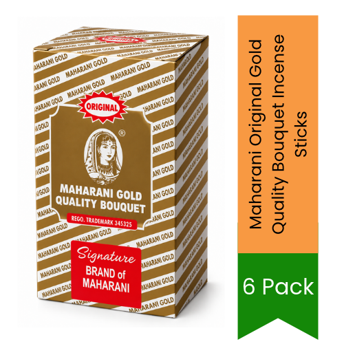 Maharani Original Gold Quality Bouquet Incense Sticks | 6-Pack Bundle - Selected Blend of Traditional Spiced Herbs for Temple Prayers | South Africa | India Bazaar