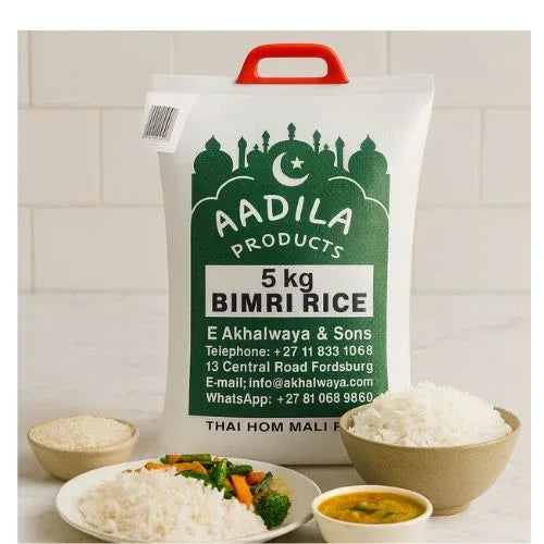 Aadila Thai Hom Mali Rice (Premium Thai Jasmine Rice) | 5kg - Highly Fragrant Sticky Soft Slender Grain for Authentic Asian Curries & Stir-Fries | South Africa | India Bazaar