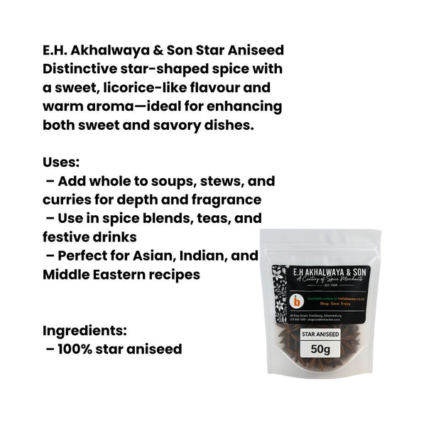E.H.Akhalwaya & Son Star Aniseed 50g