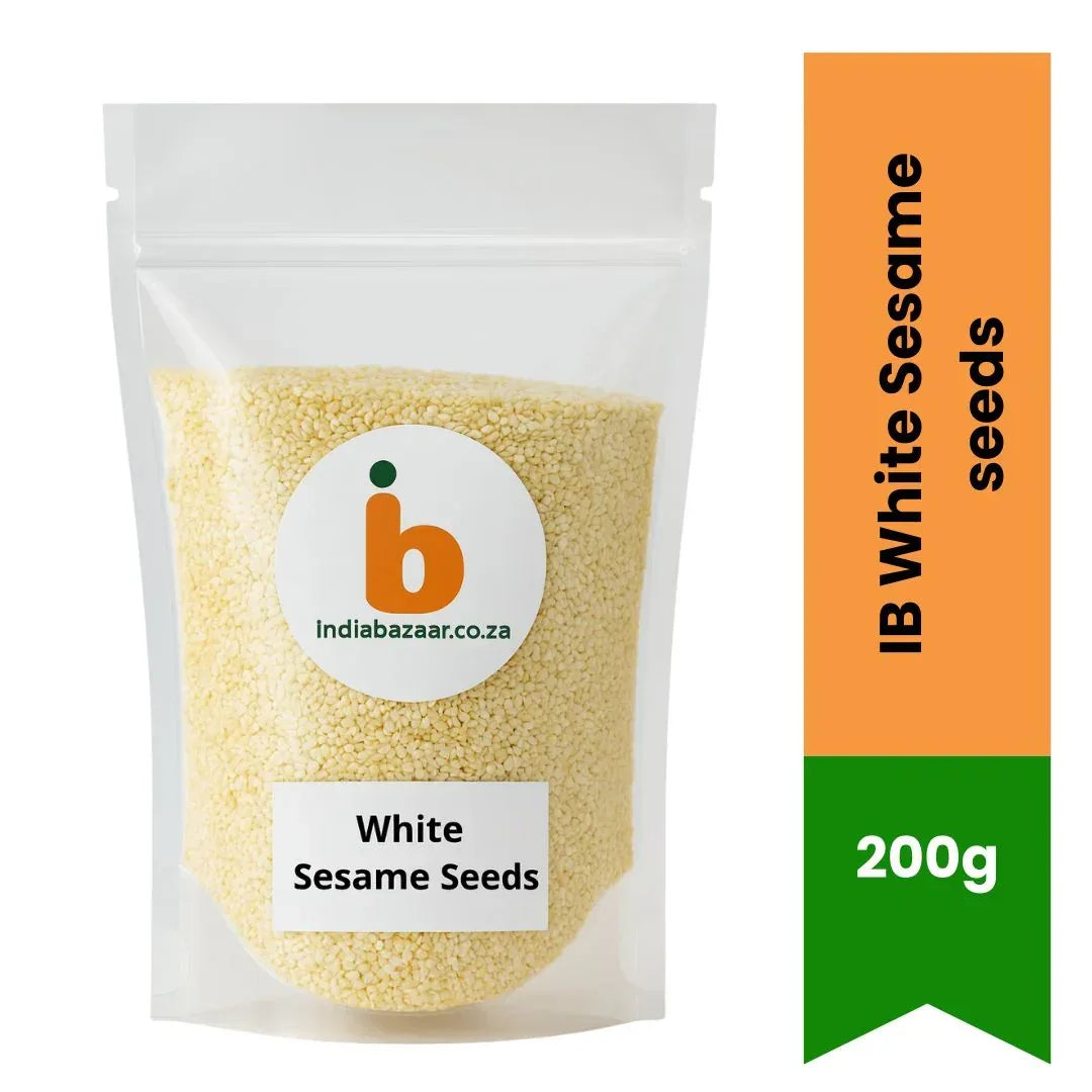 IB White Sesame Seeds (Safed Til) | 200g - Natural Superfood Oilseeds for Crunching Til Ladoos, Traditional Chutneys, Nan Breads & Gujarati Mukhwas | South Africa | India Bazaar