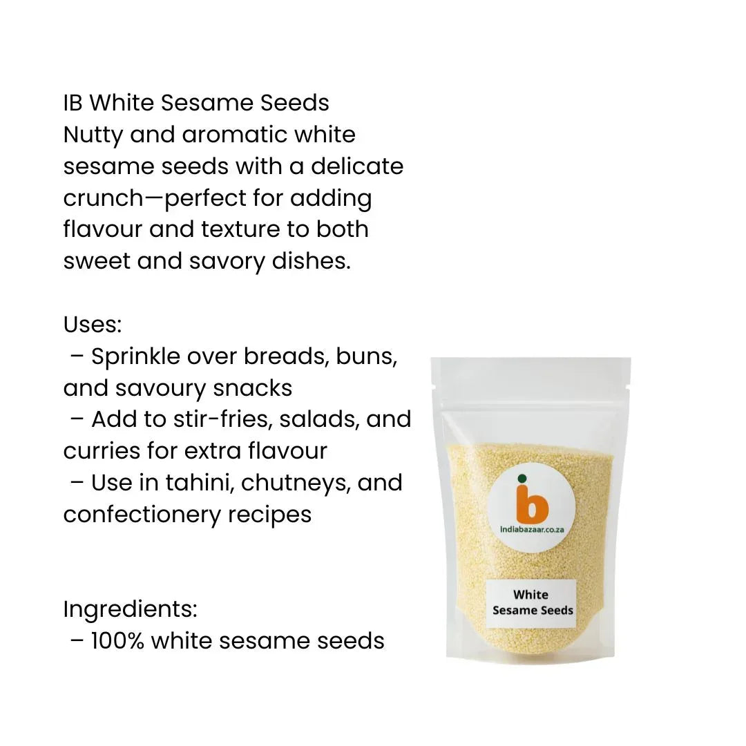 IB White Sesame Seeds (Safed Til) | 200g - Natural Superfood Oilseeds for Crunching Til Ladoos, Traditional Chutneys, Nan Breads & Gujarati Mukhwas | South Africa | India Bazaar