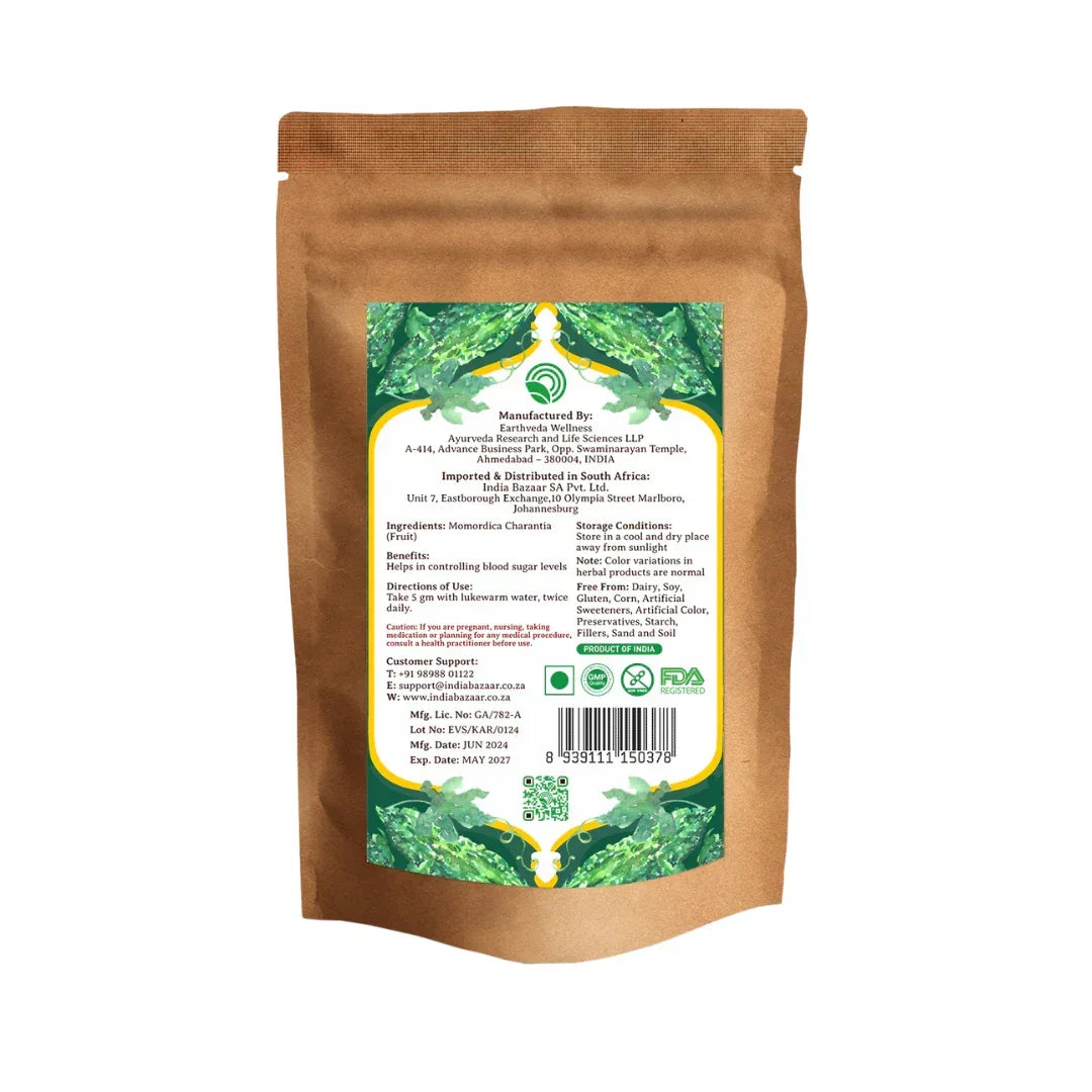 Earthveda Karela (Bitter Gourd) Powder | Ground Bitter Gourd for Cooking, Juices & Smoothies | South Africa | India Bazaar