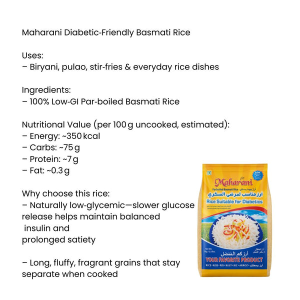 Maharani Suitable for Diabetics Basmati Rice 5kg