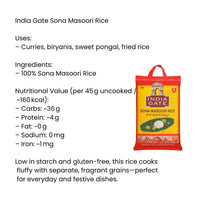 India Gate Sona Masoori Rice 5kg(RED BAG)