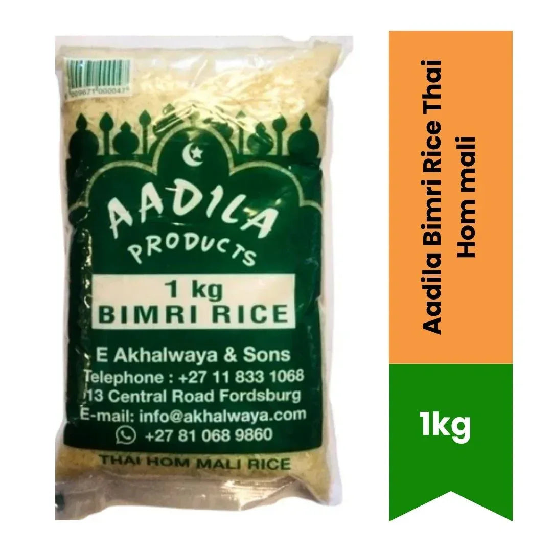 Aadila Thai Hom Mali Rice (Jasmine Rice) | 1kg - Fragrant Soft Sticky Rice, Perfect for Asian Curries, Stir-Fries & Sticky Dishes | South Africa | India Bazaar