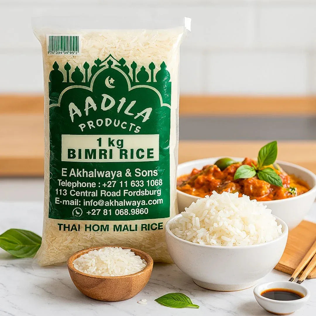 Aadila Thai Hom Mali Rice (Jasmine Rice) | 1kg - Fragrant Soft Sticky Rice, Perfect for Asian Curries, Stir-Fries & Sticky Dishes | South Africa | India Bazaar