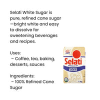 Selati White Sugar (Safed Chini) | 1kg - Pure Refined Granulated Sweetener for Daily Tea, Coffee, Baking Treat Trays & Festive Dessert Cooking | South Africa | India Bazaar