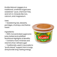 Krutika Natural Jaggery Block (Pure Gur / Gor) | 900g - Unrefined Healthy Cane Sugar Sweetener for Gujarati Dals, Traditional Sweets & Winter Tea | South Africa | India Bazaar
