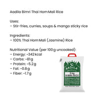 Aadila Thai Hom Mali Rice (Premium Thai Jasmine Rice) | 5kg - Highly Fragrant Sticky Soft Slender Grain for Authentic Asian Curries & Stir-Fries | South Africa | India Bazaar