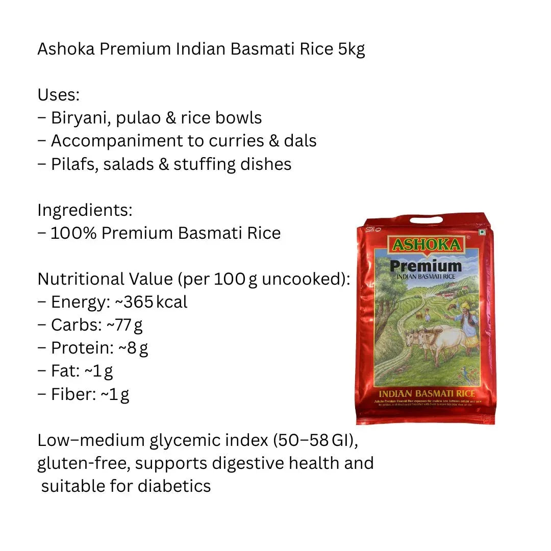 Ashoka Rice Ashoka Premium Basmati Rice (Aged Long Grain Chawal) | 5kg - Intensely ...