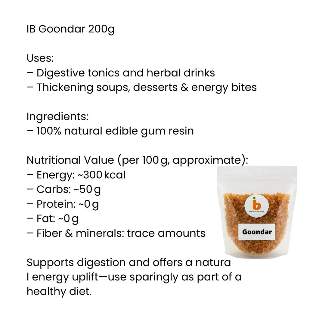 IB Edible Gum / Gondh (Gundar Whole) | 200g - Traditional Warming Resin for Making Nutritious Ladoos & Winter Health Sweets, Strengthens Joints | South Africa | India Bazaar