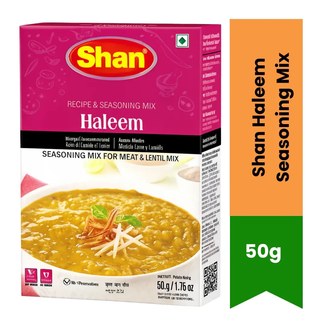 Shan Haleem Seasoning Mix (Spiced Meat & Lentil Stew Powder) | 50g - Authentic Traditional Spice Blend for Slow-Cooked Hearty Grains & Meat Porridge | South Africa | India Bazaar