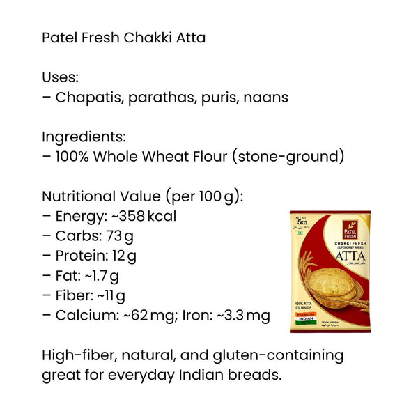 Patel Fresh Chakki Atta 5KG |BB:FEB.2026