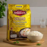 Shireen Classic Extra Long Basmati Rice | 5kg - Premium Aromatic Slender Grain for Pulao & Biryani, Non-Sticky Fluffy Texture | South Africa | India Bazaar