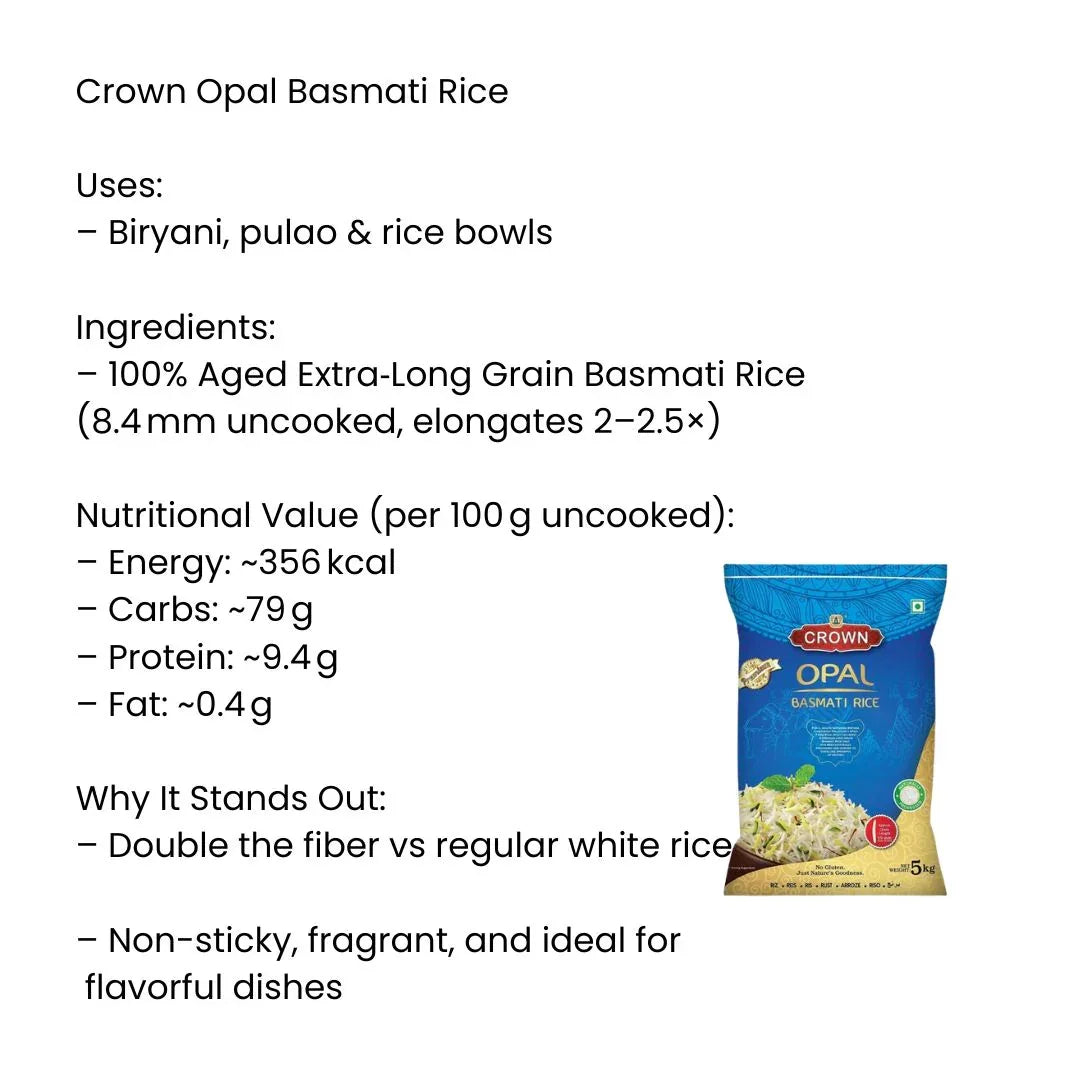 Crown Opal Premium Basmati Rice | 5kg