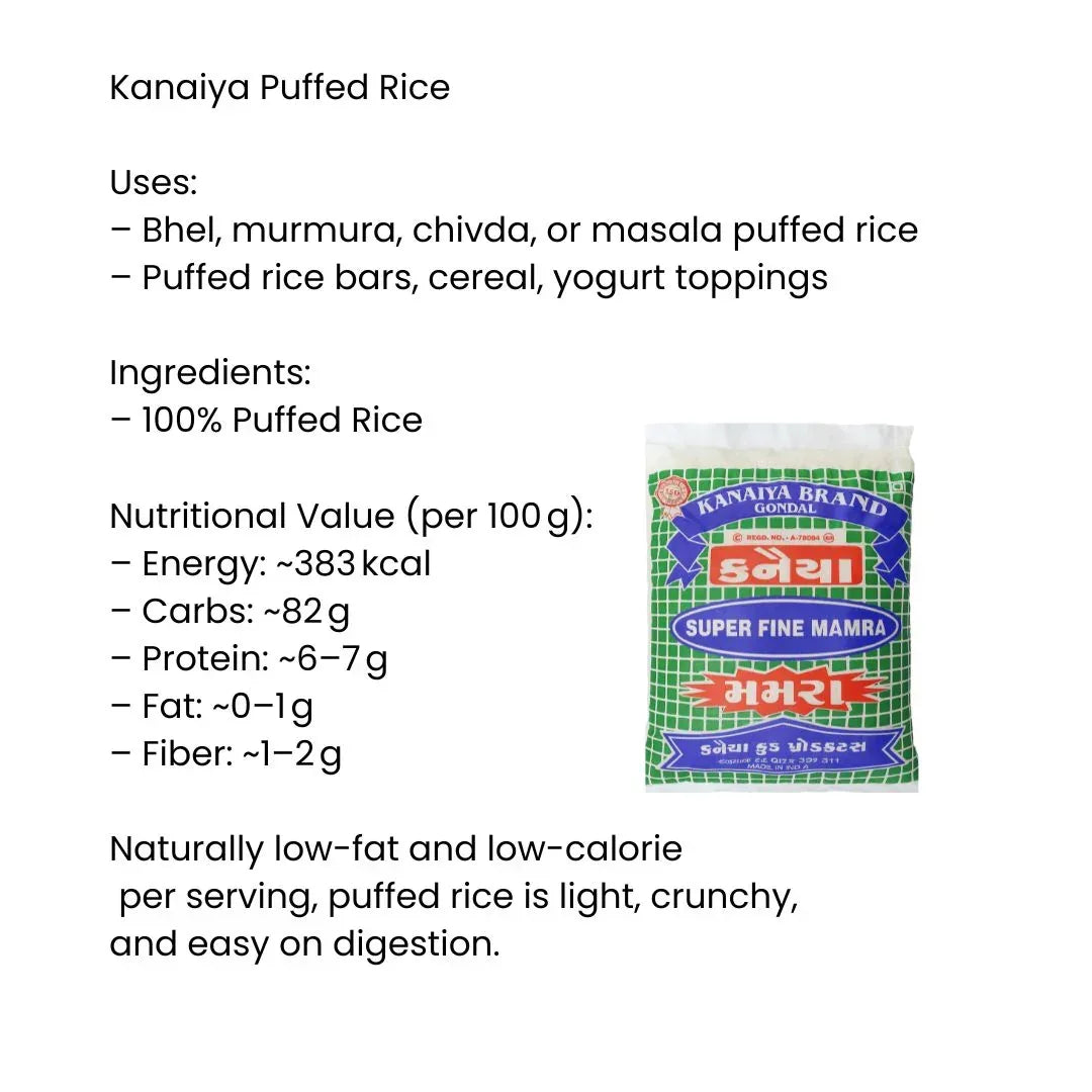 Kanaiya Puffed Rice 500g | Light, Crispy & Crunchy | Perfect for Snacks & Bhel | South Africa