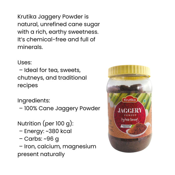 Krutika Jaggery Powder 500g – Pure & Natural Sweetener | Organic Quality|BB:MAR.2026