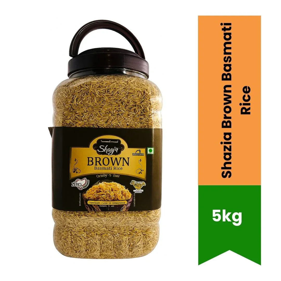 Shazia Brown Basmati Rice (Whole Grain Healthy Chawal) | 1kg - High-Fiber Nutritious Slender Rice for Weight Management, Rich Earthy Aroma & Low GI | South Africa | India Bazaar