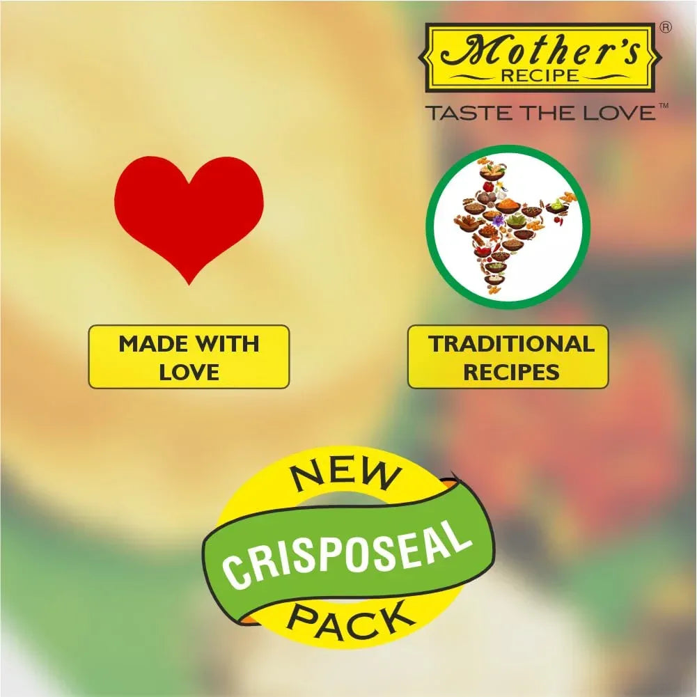 Mother’s Recipe Madras Pappadum (Papad) | 100g - Crispy South Indian Fried Snack Side Dish, Authentic Crunchy Rice & Lentil Crackers | South Africa | India Bazaar