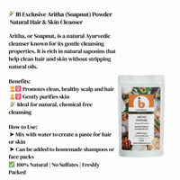 IB Wellness Aritha Soapnut Powder Natural Cleanser (Reetha Powder) | 100g - Pure Chemical-Free Hypoallergenic Saponin Extract for Organic Hair Washing & Sensitive Scalp Care | South Africa | India Bazaar