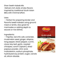 Shan Seekh Kabab Seasoning and Tandoori Skewer Mix | 50g - Richly Spiced Warm Aromatic Ground Meat Binder for Charcoal Braai or Grilled Mince Roll-Ups | South Africa | India Bazaar