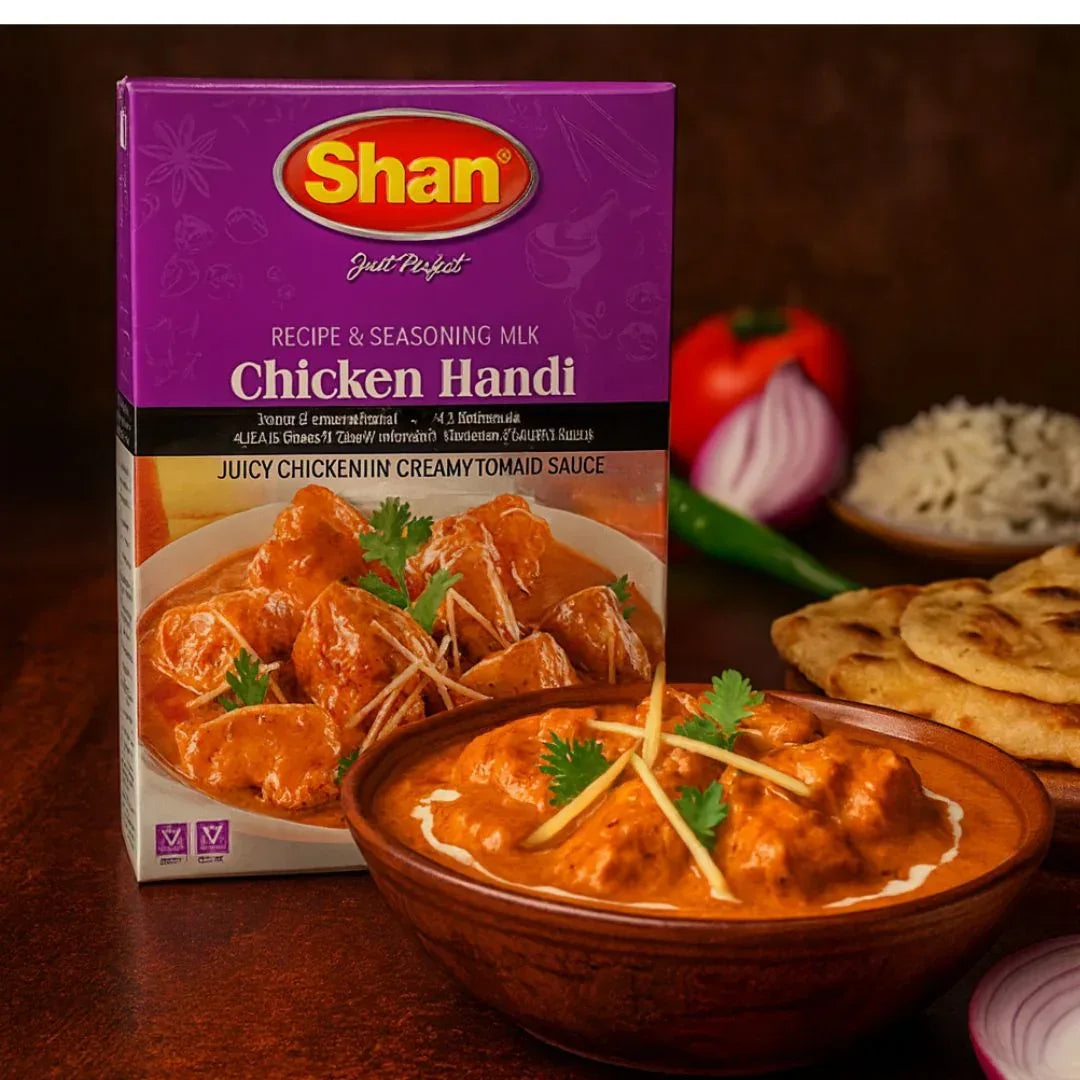 Shan Chicken Handi Seasoning and Recipe Mix | 50g - Rich Creamy Tomato & Cashew Style Clay-Pot Base Spice Powder for Smooth Poultry Gravies | South Africa | India Bazaar