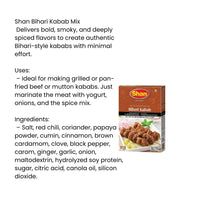 Shan Bihari Kabab Seasoning and Tenderizer Mix | 50g - Ultra-Soft Melt-in-Mouth Mustard-Infused Meat Paste Powder for Authentic Smokey Braai Strips | South Africa | India Bazaar