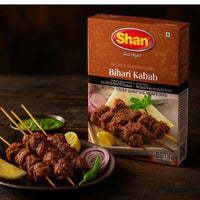 Shan Bihari Kabab Seasoning and Tenderizer Mix | 50g - Ultra-Soft Melt-in-Mouth Mustard-Infused Meat Paste Powder for Authentic Smokey Braai Strips | South Africa | India Bazaar