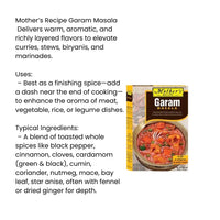 Mother's Recipe Garam Masala (Warming Finishing Powder) | 50g - Premium Blend of Pure Core Cardamom, Cloves & Cinnamon to Boost Curry Aromas | South Africa | India Bazaar