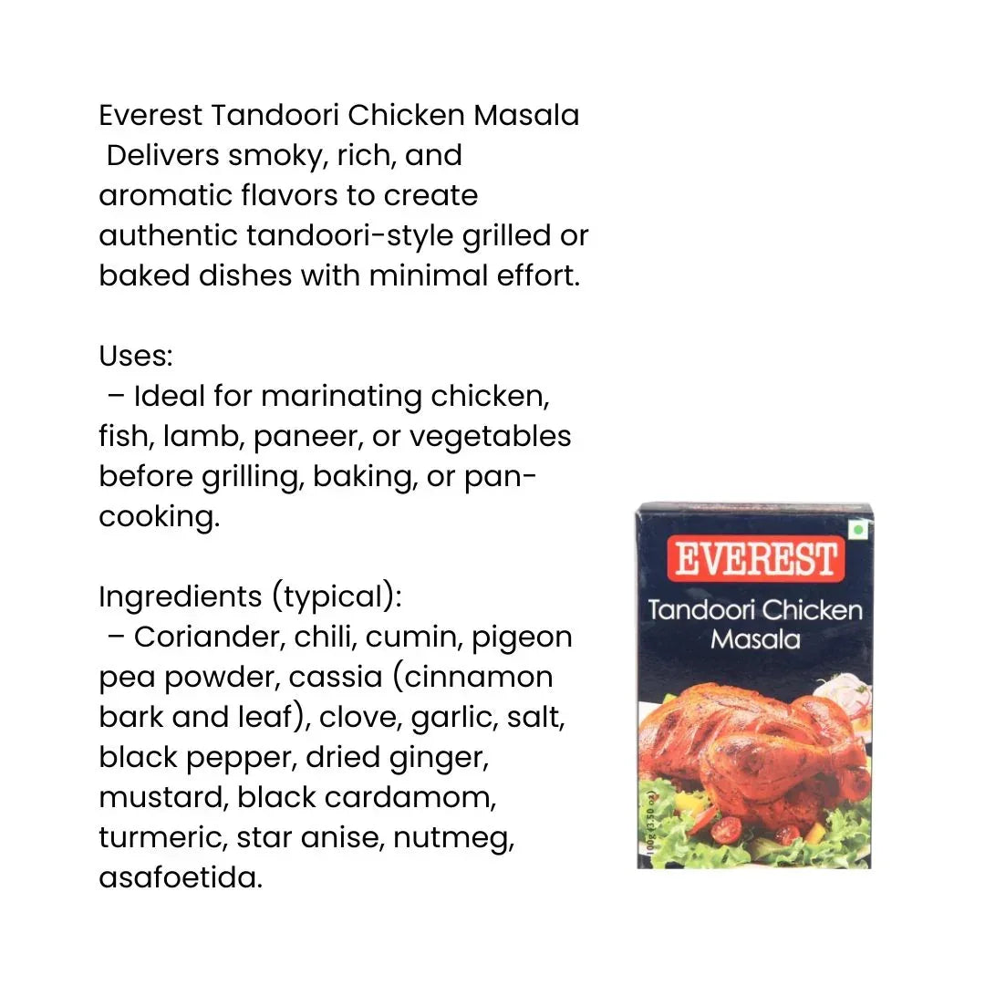 Everest Tandoori Chicken Masala BBQ Rub | 100g - Smokey Crimson Red Spice Coating Blend, Perfect for Clay-Oven Roast Poultry & Braai Marinades | South Africa | India Bazaar