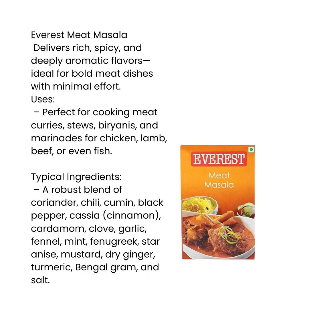 Everest Meat Masala (Gosht Ka Spice Mix) | 100g - Robust Warming Ground Aromatics to Tenderize & Deepen Flavourful Beef, Mutton & Lamb Curries | South Africa | India Bazaar