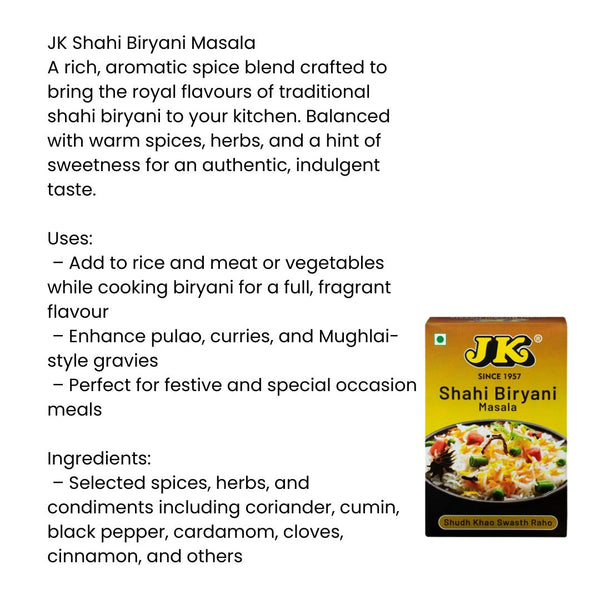 JK Shahi Biryani Masala|BB:09.OCT.2025