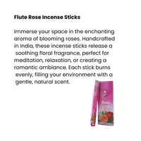 Flute Rose Incense Sticks (Gulab Agarbatti) | Box Pack - Premium Sweet Floral Charcoal Sticks for Uplifting Altar Puja Mandirs, Prayers & Home Aromatherapy | South Africa | India Bazaar