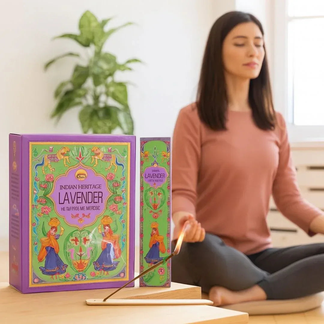 Sree Vani Indian Heritage Lavender High Perfume Incense Sticks | Value Pack - Soothing Calming Sleep Therapy Aroma Sticks, Ends Anxiety & Headaches | South Africa | India Bazaar
